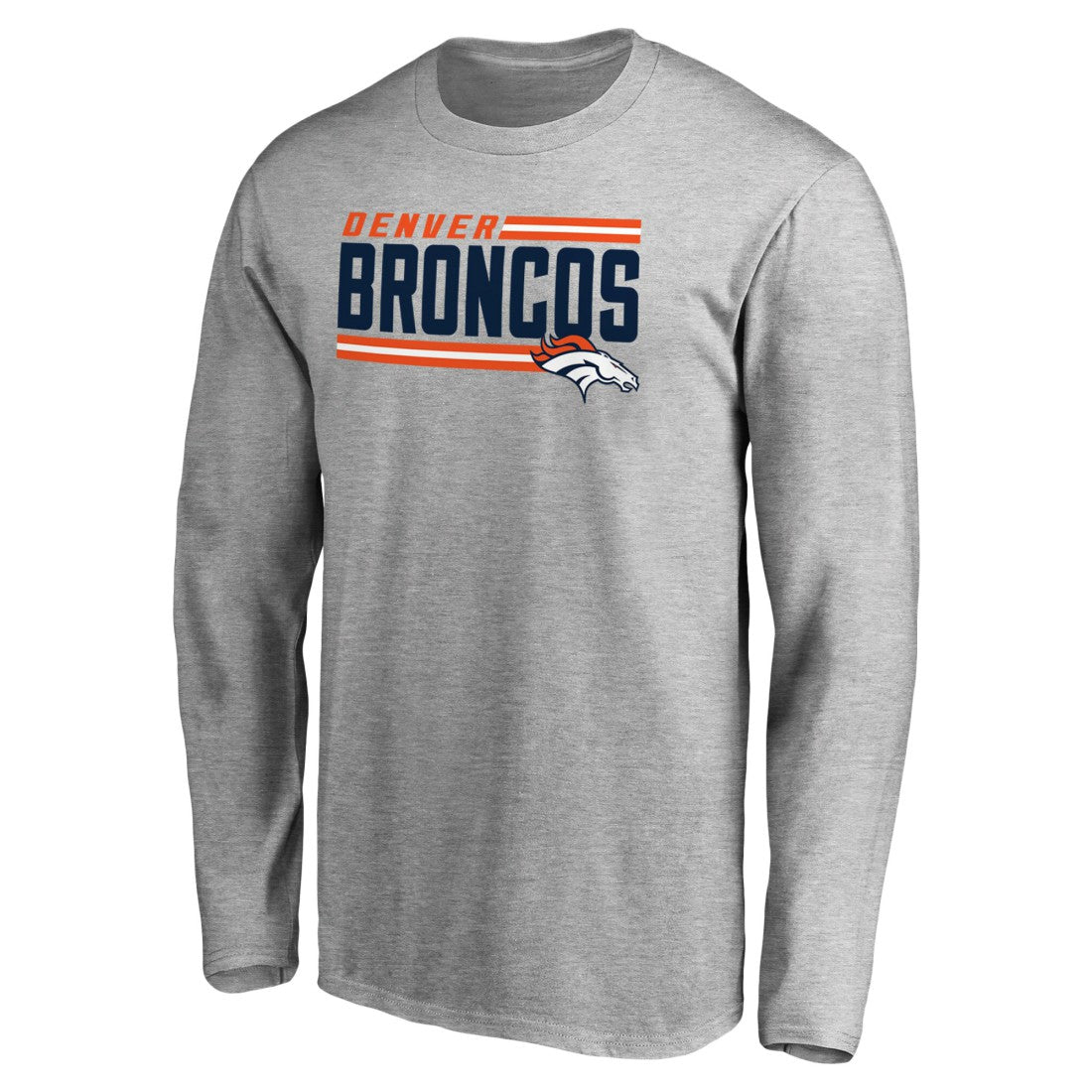 Denver Broncos Iconic Collection On Side Stripe Long Sleeve T-Shirt - Ash for sale