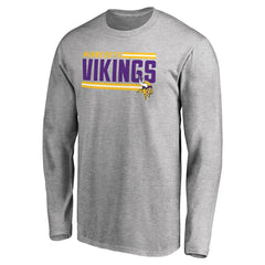 Minnesota Vikings Iconic Collection On Side Stripe Long Sleeve T-Shirt - Ash discount
