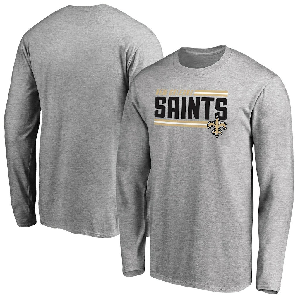 New Orleans Saints Iconic Collection On Side Stripe Long Sleeve T-Shirt - Ash outlet