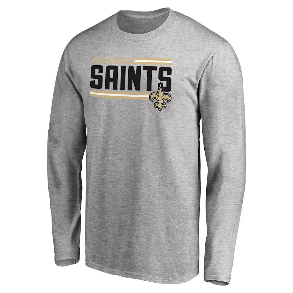 New Orleans Saints Iconic Collection On Side Stripe Long Sleeve T-Shirt - Ash outlet