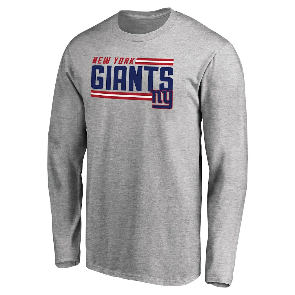 New York Giants Iconic Collection On Side Stripe Long Sleeve T-Shirt - Ash for sale