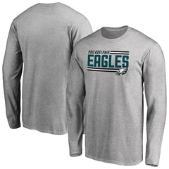 Philadelphia Eagles Iconic Collection On Side Stripe Long Sleeve T-Shirt - Ash on sale