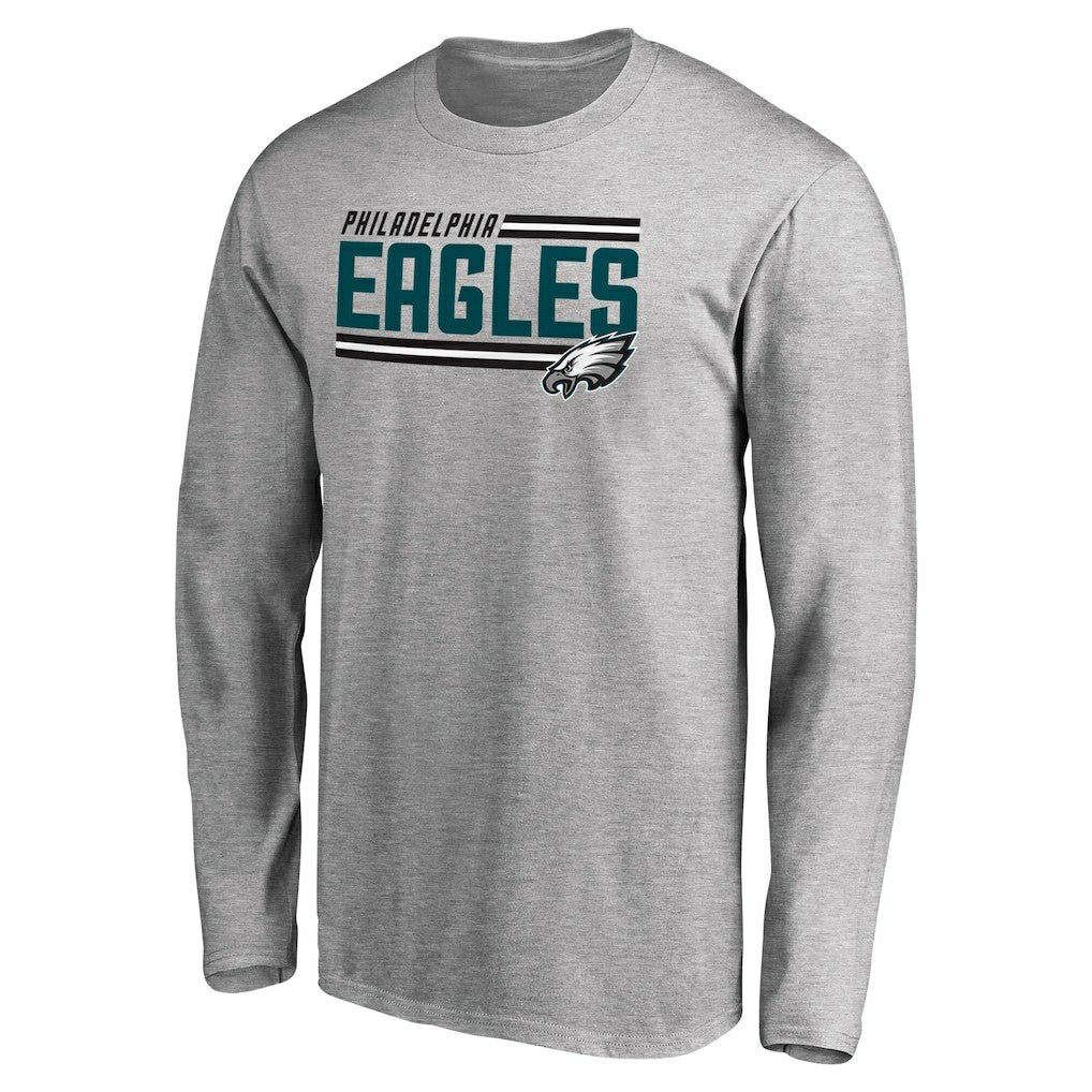 Philadelphia Eagles Iconic Collection On Side Stripe Long Sleeve T-Shirt - Ash on sale