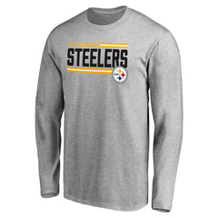 Pittsburgh Steelers Iconic Collection On Side Stripe Long Sleeve T-Shirt - Ash cheap
