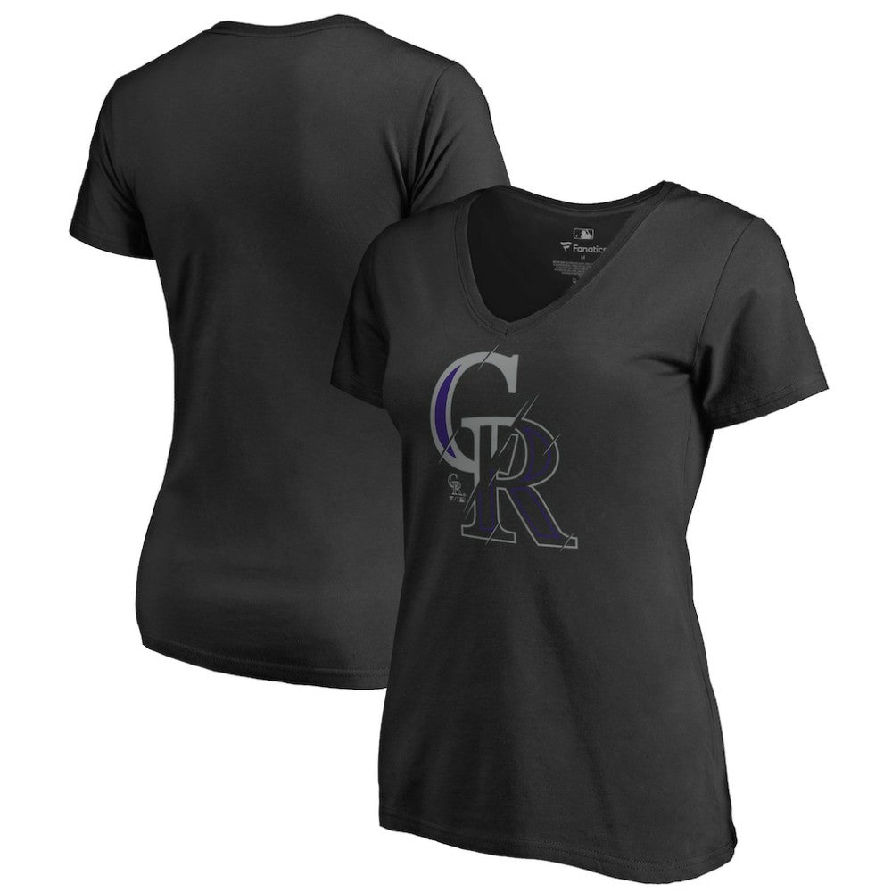 Colorado Rockies Women's X-Ray V-Neck T-Shirt Black