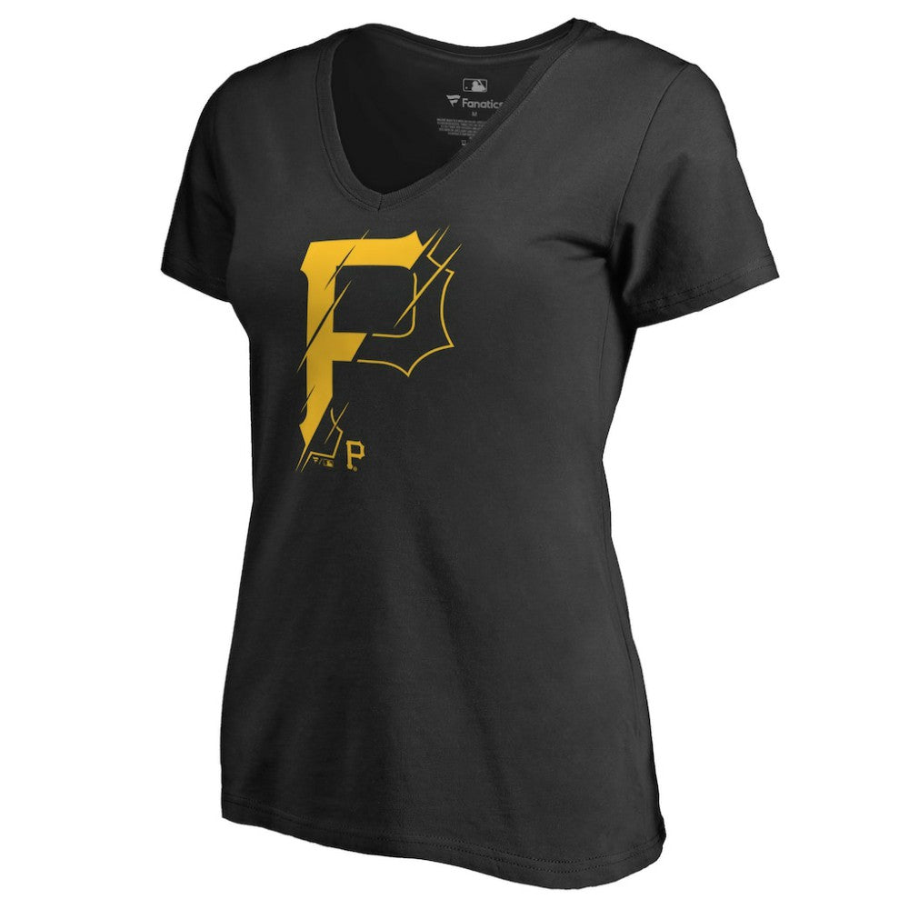 Pittsburgh Pirates Women's X-Ray V-Neck T-Shirt Black