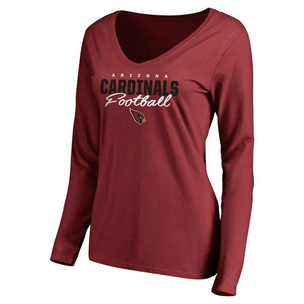 Arizona Cardinals Women's Iconic Collection Script Assist Long Sleeve V-Neck T-Shirt - Cardinal sale