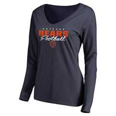 Chicago Bears Women's Iconic Collection Script Assist Long Sleeve V-Neck T-Shirt - Navy discount