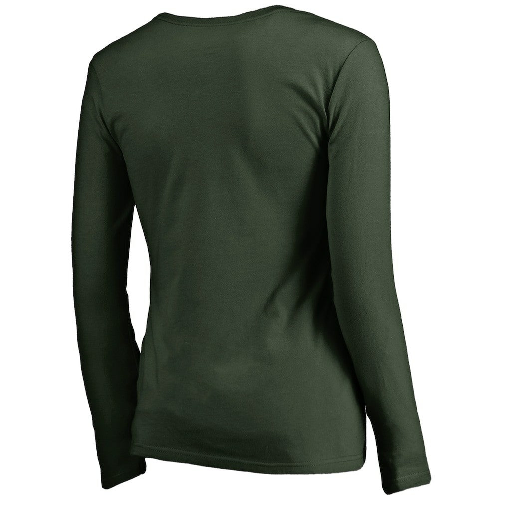 Green Bay Packers Women's Iconic Collection Script Assist Long Sleeve V-Neck T-Shirt - Green sale