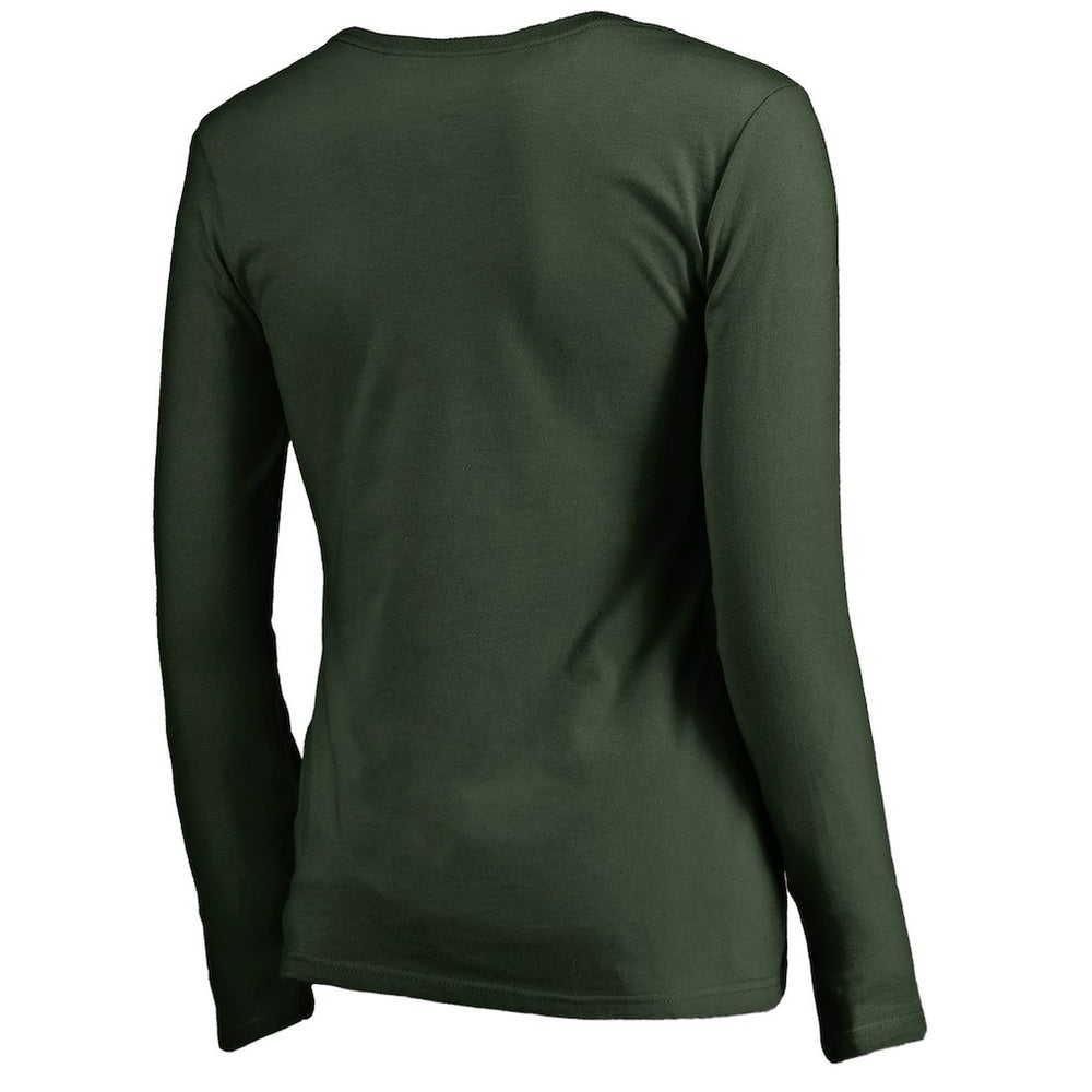Green Bay Packers Women's Iconic Collection Script Assist Long Sleeve V-Neck T-Shirt - Green sale