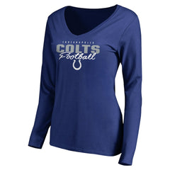 Indianapolis Colts Women's Iconic Collection Script Assist Long Sleeve V-Neck T-Shirt - Royal sale