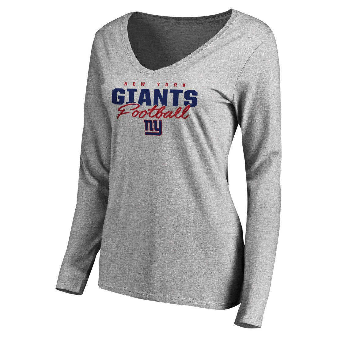 New York Giants Women's Iconic Collection Script Assist Long Sleeve V-Neck T-Shirt - Ash discount