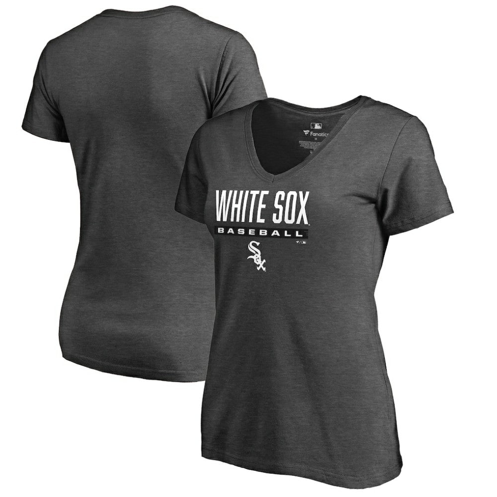Chicago White Sox Women's Win Stripe V-Neck T-Shirt Ash