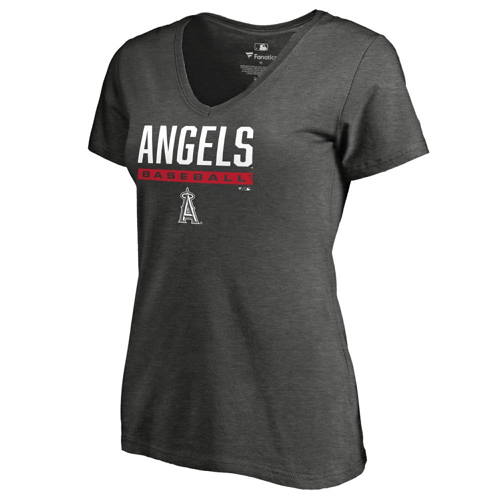 Los Angeles Angels Women's Win Stripe V-Neck T-Shirt Ash