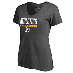 Athletics Women's Win Stripe V-Neck T-Shirt Ash