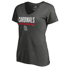 St. Louis Cardinals Women's Win Stripe V-Neck T-Shirt Ash