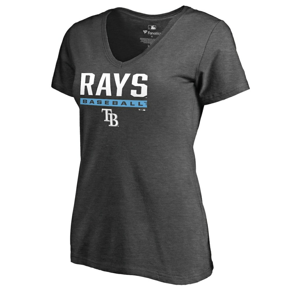 Tampa Bay Rays Women's Win Stripe V-Neck T-Shirt Ash