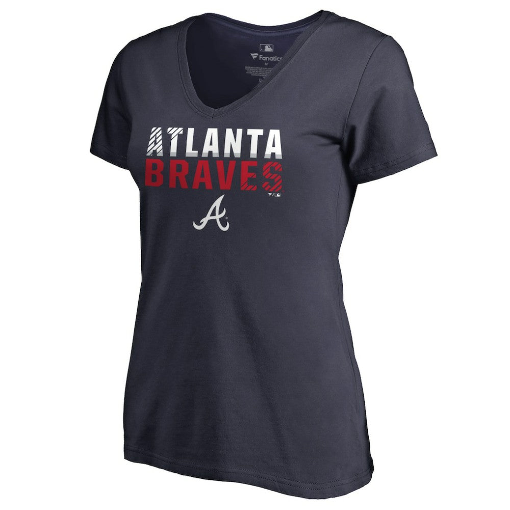 Atlanta Braves Women's Fade Out V-Neck T-Shirt Navy