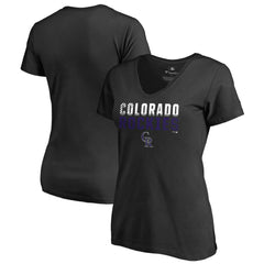 Colorado Rockies Women's Fade Out V-Neck T-Shirt Black