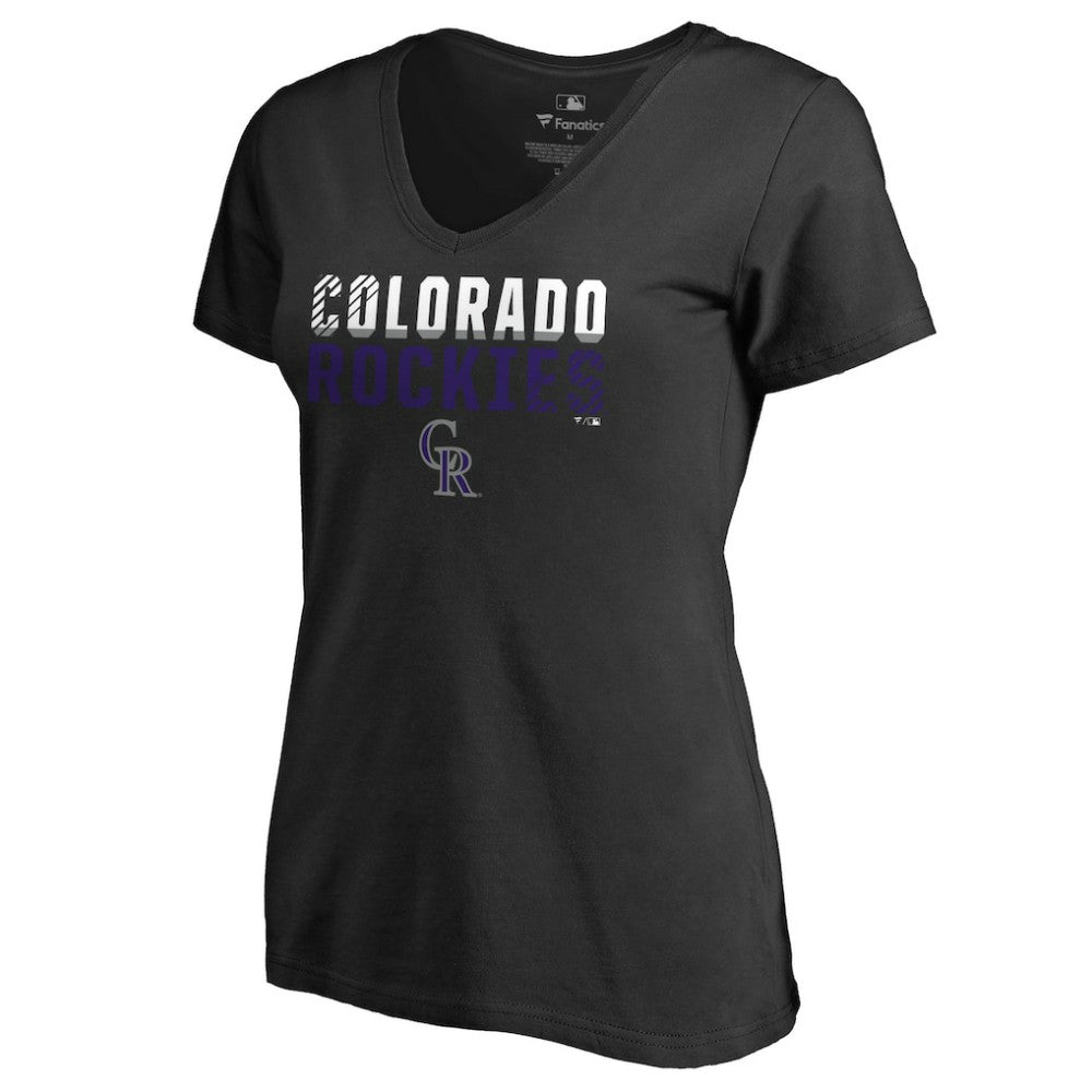 Colorado Rockies Women's Fade Out V-Neck T-Shirt Black