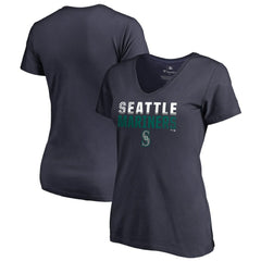 Seattle Mariners Women's Fade Out V-Neck T-Shirt Navy