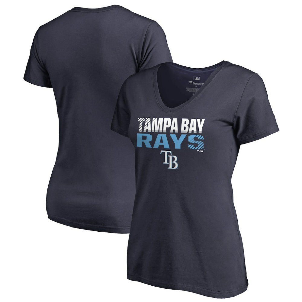Tampa Bay Rays Women's Fade Out V-Neck T-Shirt Navy