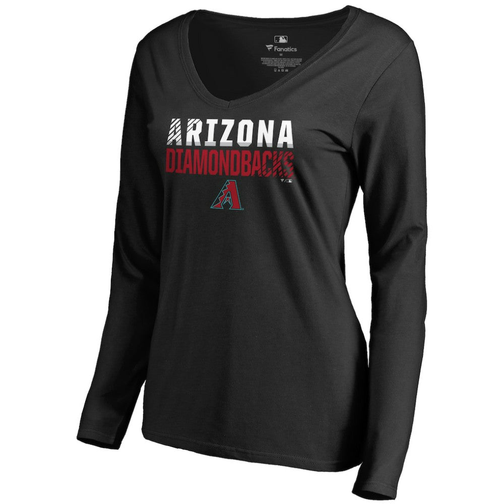 Arizona Diamondbacks Women's Fade Out V-Neck Long Sleeve T-Shirt Black