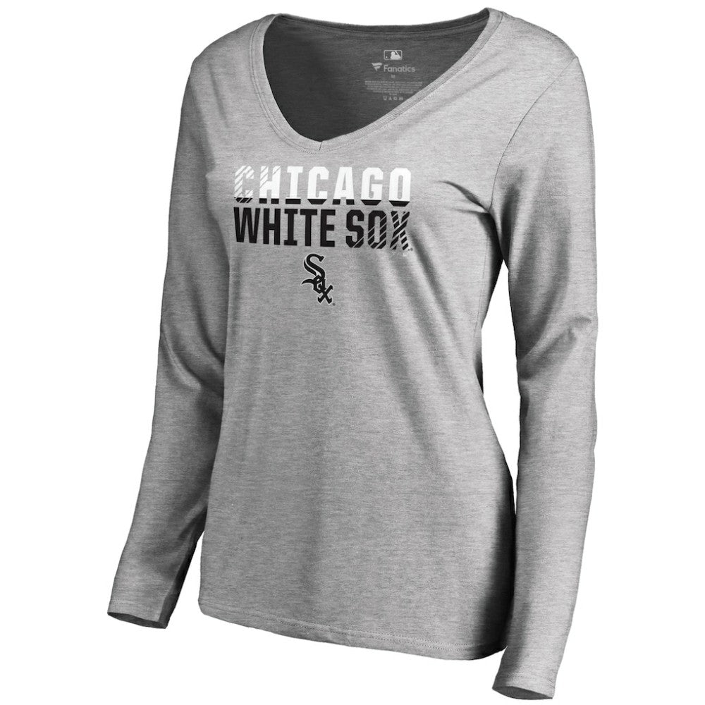 Chicago White Sox Women's Fade Out V-Neck Long Sleeve T-Shirt Ash