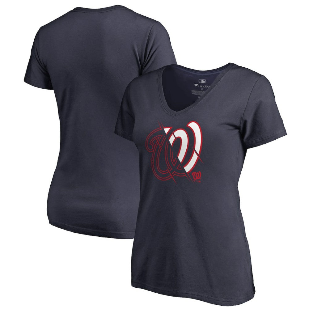 Washington Nationals Women's X-Ray V-Neck T-Shirt Navy