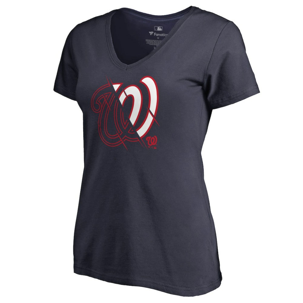 Washington Nationals Women's X-Ray V-Neck T-Shirt Navy