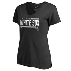 Chicago White Sox Women's Onside Stripe V-Neck T-Shirt Black