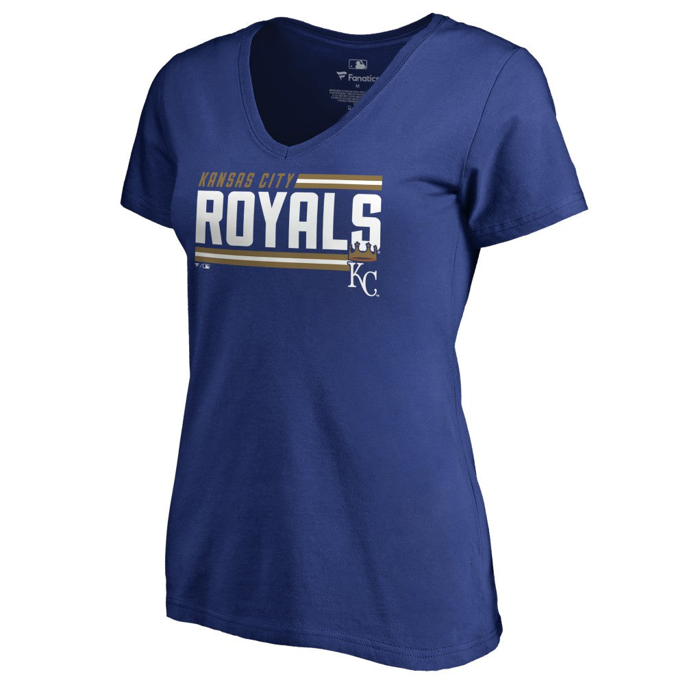 Kansas City Royals Women's Onside Stripe V-Neck T-Shirt Royal