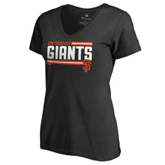 San Francisco Giants Women's Onside Stripe V-Neck T-Shirt Black