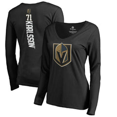 William Karlsson Vegas Golden Knights Women's Backer V-Neck Long Sleeve T-Shirt - Black T-shirts