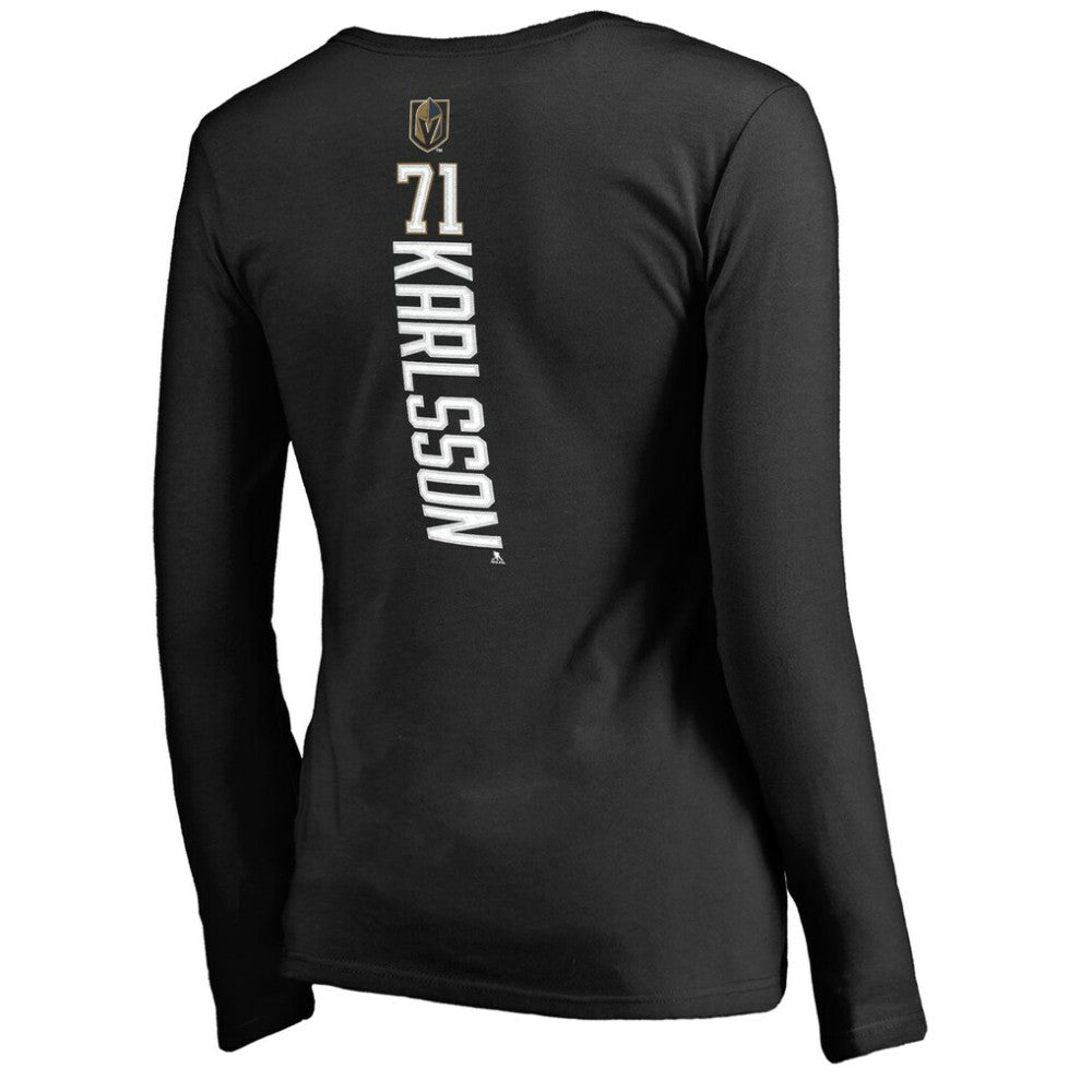 William Karlsson Vegas Golden Knights Women's Backer V-Neck Long Sleeve T-Shirt - Black T-shirts
