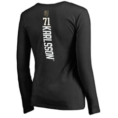 William Karlsson Vegas Golden Knights Women's Backer V-Neck Long Sleeve T-Shirt - Black T-shirts