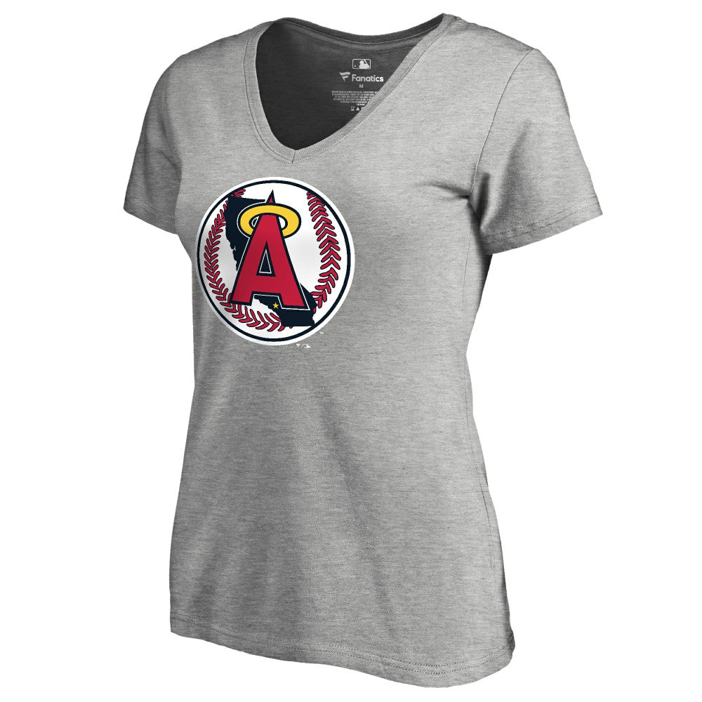 California Angels Women's Cooperstown Collection Vintage Forbes V-Neck T-Shirt Heathered Gray