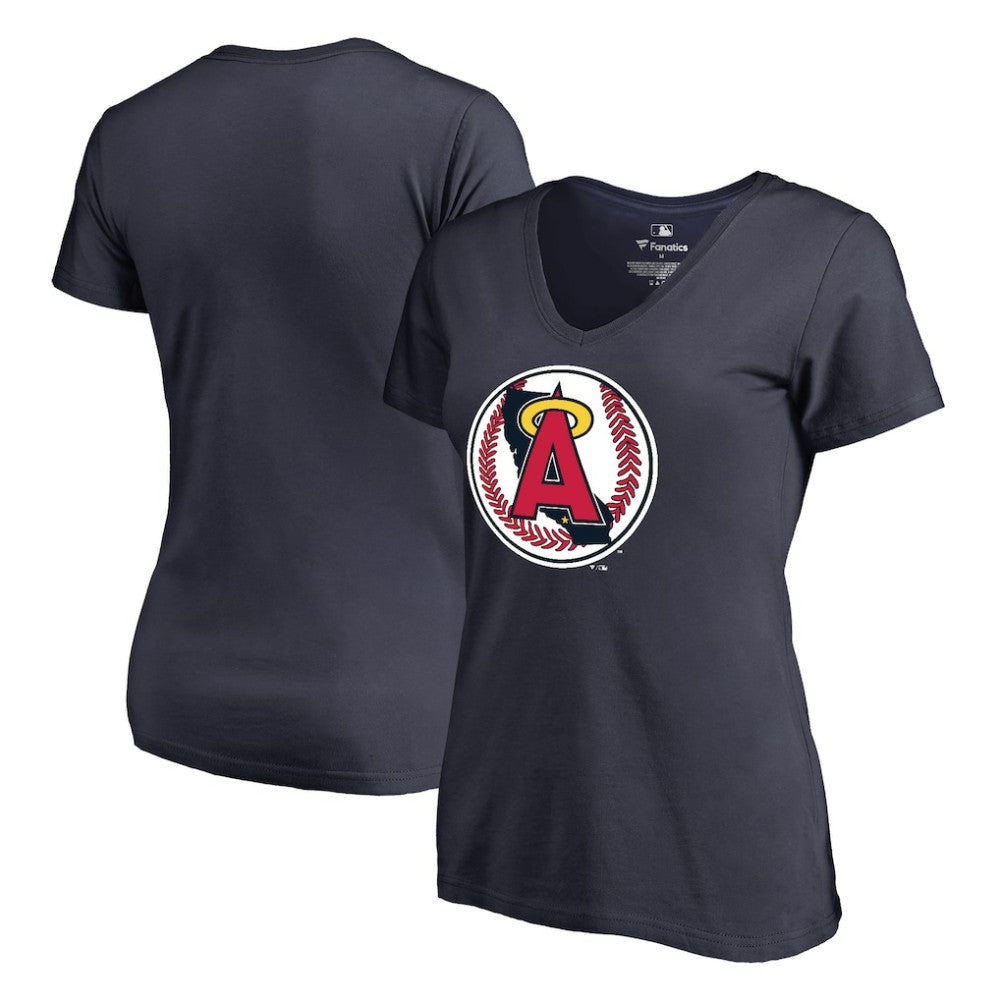 California Angels Women's Cooperstown Collection Vintage Forbes V-Neck T-Shirt Navy