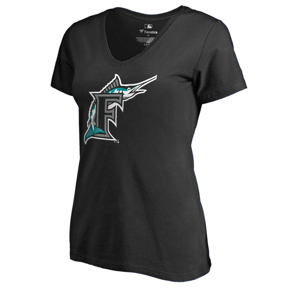 Florida Marlins Women's Cooperstown Collection Vintage Forbes V-Neck T-Shirt Black
