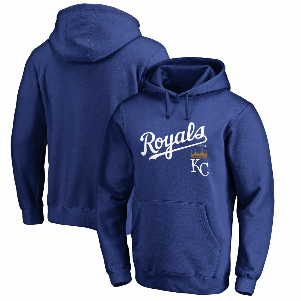 Kansas City Royals Team Lockup Fitted Pullover Hoodie Royal
