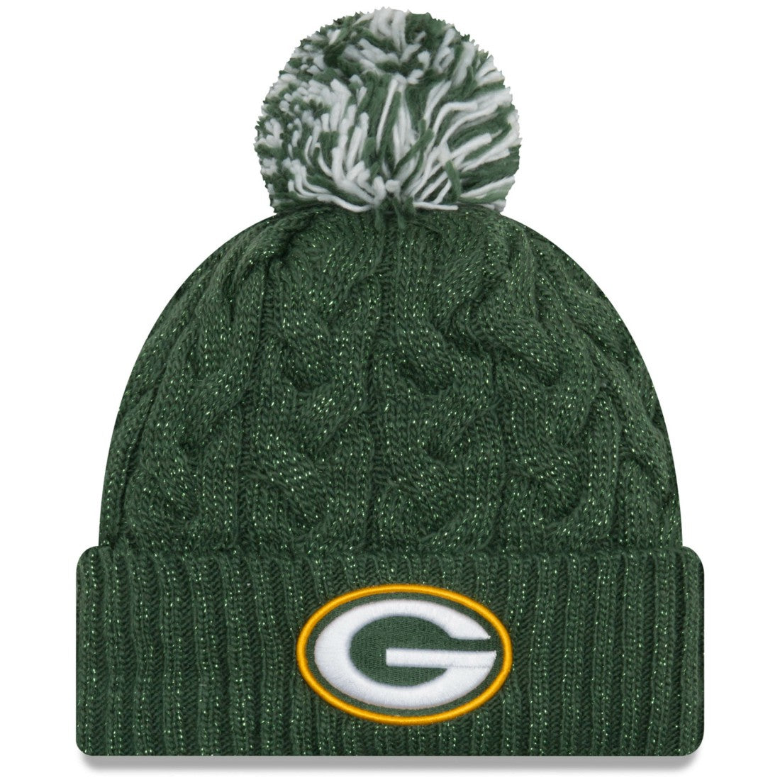 Green Bay Packers New Era Women's Cozy Cable Cuffed Knit Hat - Green on sale