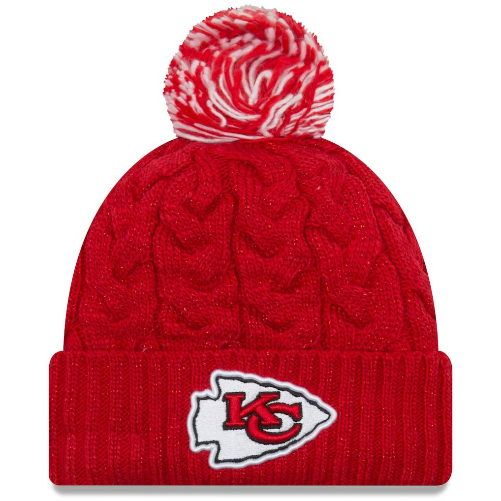 Kansas City Chiefs New Era Women's Cozy Cable Cuffed Knit Hat - Red on sale