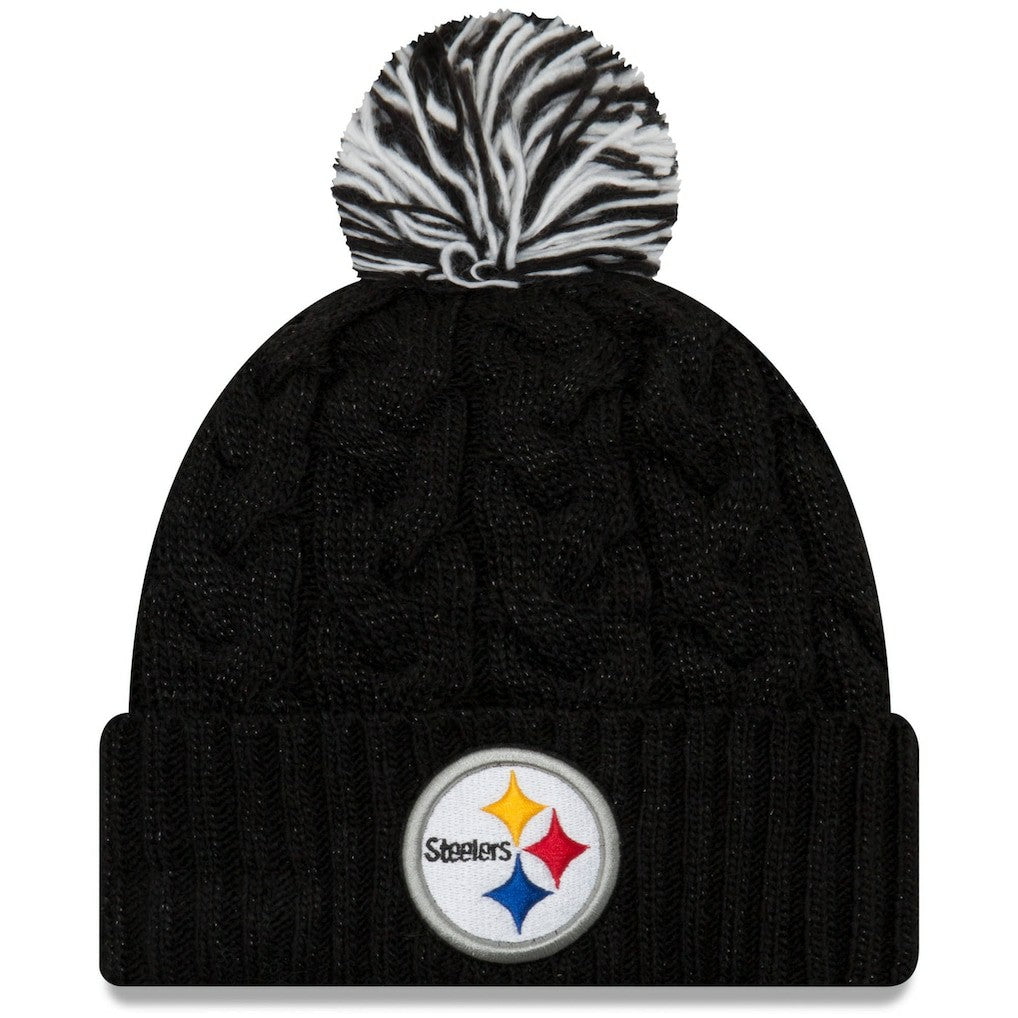 Pittsburgh Steelers New Era Women's Cozy Cable Cuffed Knit Hat - Black for sale