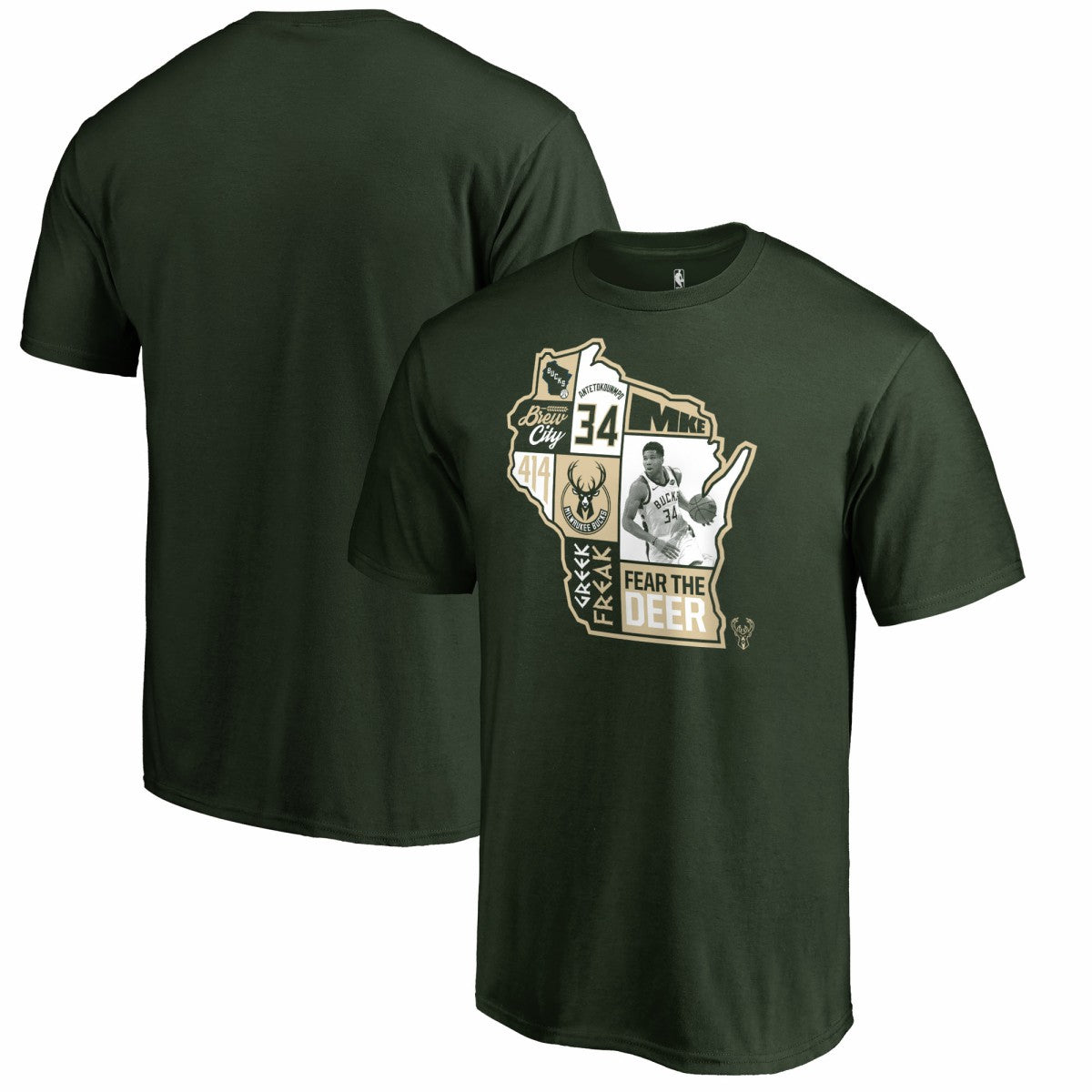 Giannis Antetokounmpo Milwaukee Bucks Player State T-Shirt - Hunter Green shop
