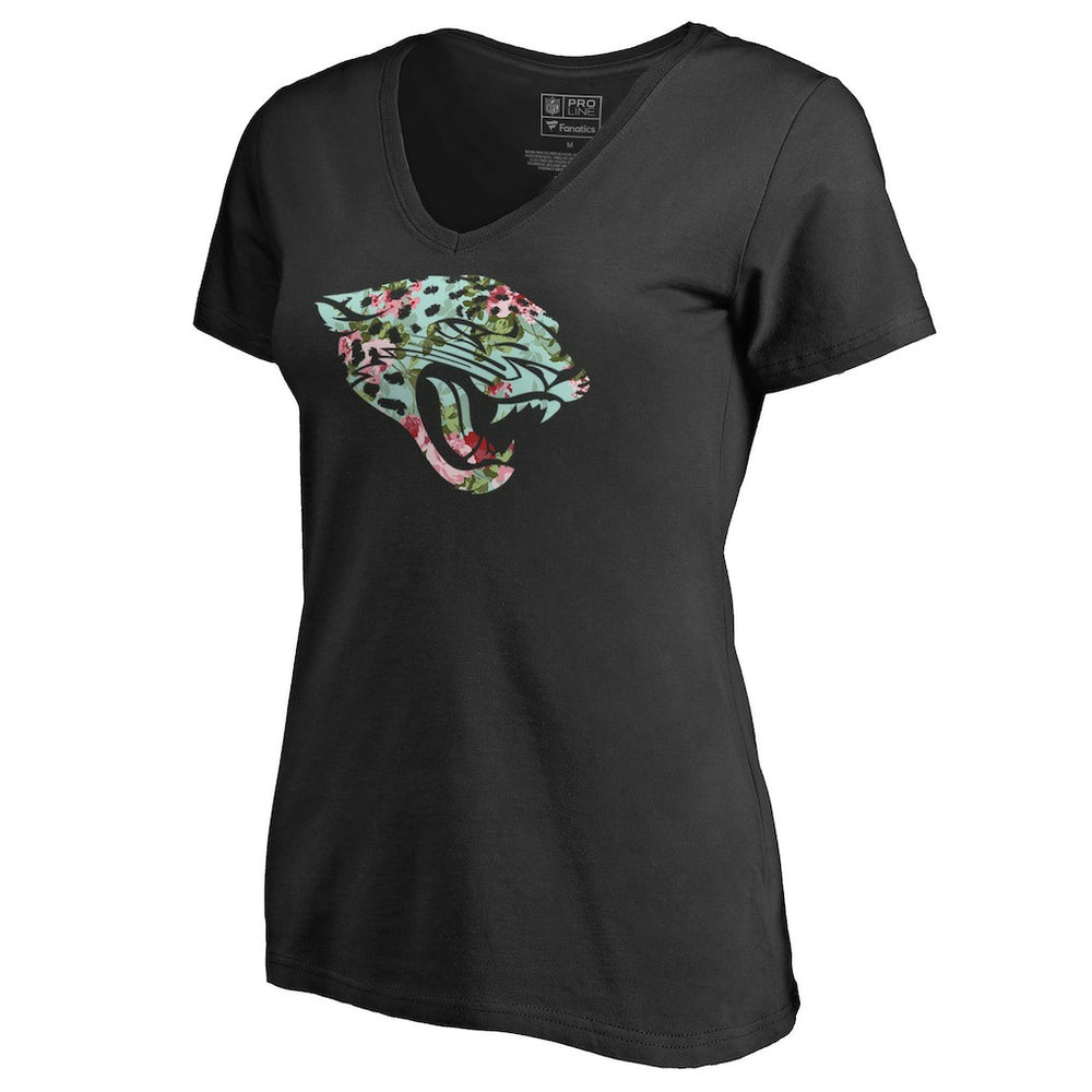 Jacksonville Jaguars Women's Lovely V-Neck T-Shirt - Black on sale