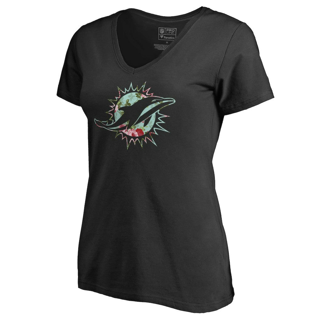 Miami Dolphins Women's Lovely V-Neck T-Shirt - Black discount
