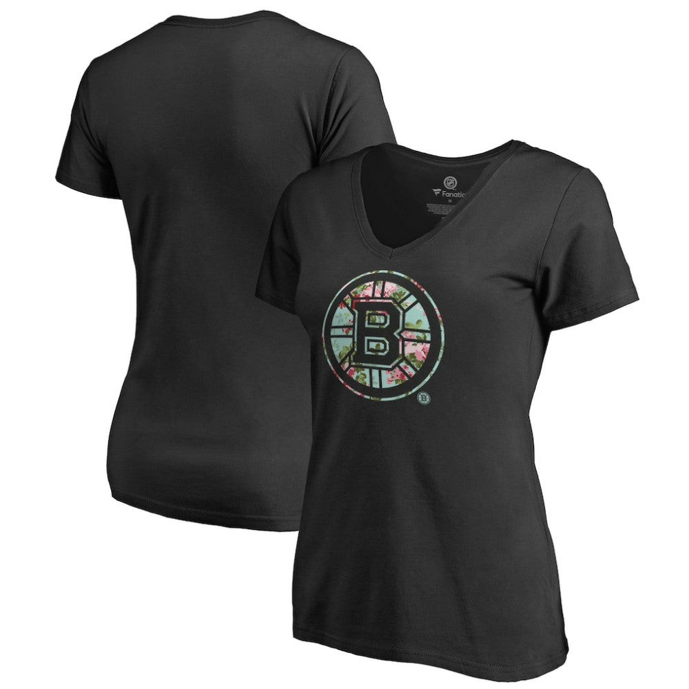 Boston Bruins Women's Lovely V-Neck T-Shirt - Black T-shirts