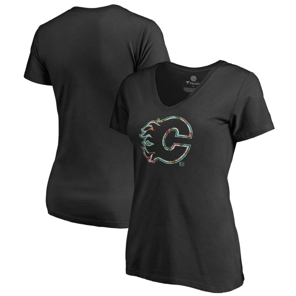 Calgary Flames Women's Lovely V-Neck T-Shirt - Black T-shirts