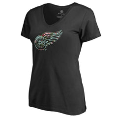 Detroit Red Wings Women's Lovely V-Neck T-Shirt - Black T-shirts