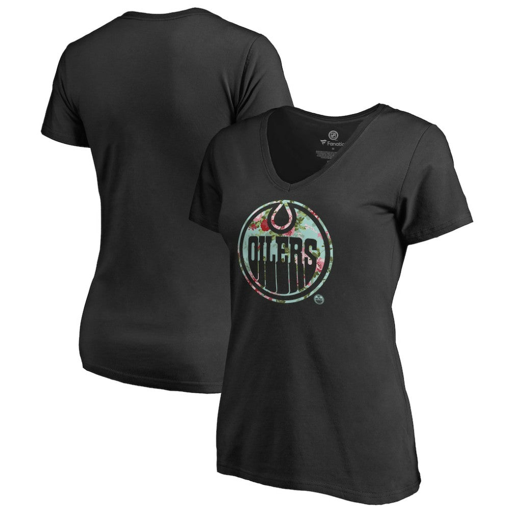 Edmonton Oilers Women's Lovely V-Neck T-Shirt - Black T-shirts